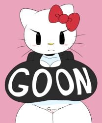 bow female_only gooning hello_kitty hello_kitty_(series) kitty_white looking_at_viewer pussy_peek sanrio savagensfw shirt