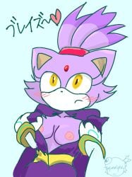 aoao1neon_(artist) blaze_the_cat blush breasts breasts_out color jacket_open silver_the_hedgehog sonic_(series) sonic_the_hedgehog_(series)