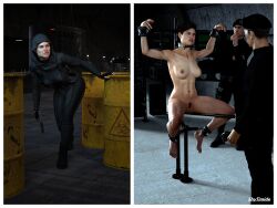 2boys 3d before_and_after black_hair bondage bound bound_ankles bound_wrists clothed_male_nude_female completely_nude completely_nude_female nude nude_female short_hair shytimide