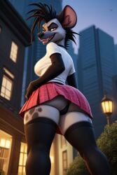 ai_generated anthropomorphic furry hyena miniskirt sexy.ai shenzi shenzi_(the_lion_king) thighhighs