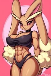 1girls abs ai_generated bare_arms bare_legs bare_shoulders bare_thighs big_breasts bunny_ears bunny_girl color female female_focus female_only fit_female furry game_freak gigiti hi_res large_breasts looking_at_viewer lopunny muscles muscular muscular_female nintendo pokémon_(species) pokemon pokemon_(species) pokemon_dppt purple_eyes solo solo_female tagme thick_thighs