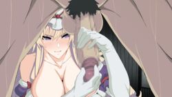 1boy 1girls animated bare_shoulders blonde_hair blush breasts buckethead_ero censored cleavage close-up closed_mouth clothed clothed_female_nude_male collarbone dress elbow_gloves erection female glans_rub glansjob gloved_handjob gloves hair_between_eyes half-closed_eyes handjob hat highres huge_breasts large_breasts large_penis light-skinned_female light-skinned_male light_skin long_breasts long_hair male male_pubic_hair milking_handjob mosaic_censoring nude off_shoulder penis pubic_hair purple_eyes sagging_breasts straight testicles thick_penis touhou veins veiny_penis wet white_gloves yukari_yakumo