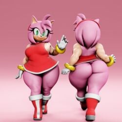 3d 3d_(artwork) amy_rose anthro ass big_butt breasts digital_media_(artwork) eulipotyphlan female green_eyes hedgehog hi_res mammal muscular muscular_anthro muscular_female pink_body sega solo sonic_(series) sonic_the_hedgehog_(series) thick_thighs vulkyasha