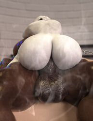 1boy 1girls balls big_ass big_butt big_dom_small_sub body_writing chained chains cum cum_drip curvaceous curvy dark-skinned_male dark_skin female flat_chest flat_chested huge_ass huge_balls huge_butt huge_cock hyper_penis interracial kiss_mark kissing larger_male lipstick lipstick_mark lipstick_on_balls lipstick_on_penis male muscle muscular nipple_tape nude on_knees pecs penetration penis penis_grab pussy pussy_juice pussy_juice_drip pussy_juice_trail rivaliant sex shortstack size_difference smaller_female smegma thick_thighs voluptuous wet wet_pussy white_hair white_silk white_skin wide_hips