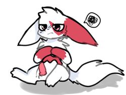 1boy 3_toes animal_genitalia anthro anthrofied ass big_ears canine_penis erection feet first-last fluffy furry genitals grumpy knot long_tail looking_at_viewer male male_only nintendo nude paws penis pink_eyes pokémon_(species) pokemon pokemon_(species) pokemon_rse red_fur simple_background sitting sketch tail toes video_games white_fur zangoose