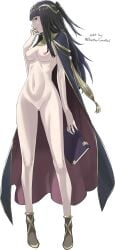 1girls bettercommsoul cape completely_nude edit female female_only fire_emblem fire_emblem_awakening naked_cape nude nude_female nude_filter solo tharja_(fire_emblem)