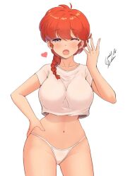 1girls clothing female female_only geraldjess1 human large_breasts panties partially_clothed ranma-chan ranma_1/2 ranma_saotome red_hair solo thighs underwear white_panties yawn