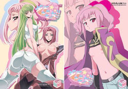 c.c. code_geass green_hair ica kallen_stadtfeld open_clothes open_shirt pink_hair red_eyes shirt thighhighs