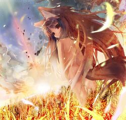 1girls brown_eyes brown_hair completely_nude completely_nude_female holo nude nude_female nudist outdoors outside shino_(eefy) spice_and_wolf tagme