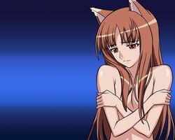 1girls animal_ears completely_nude completely_nude_female female flat_chest holo nude nude_female nudist outdoors outside solo spice_and_wolf vector vector_trace wallpaper wolf_ears