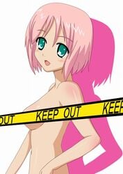 aqua_eyes breasts censored estellise_sidos_heurassein mametti nude pink_hair short_hair smile tales_of_(series) tales_of_vesperia