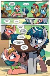 2019 afnet_(clothing) animal_genitalia animal_penis armor blush comic dialogue egyptian_clothing egyptian_headdress english_text equid equine equine_penis erection female flash_magnus_(mlp) friendship_is_magic group headdress headwear horn horse horsecock jewelry male mammal meadowbrook_(mlp) my_little_pony necklace outside penis pony pterippus rockhoof_(mlp) shinodage sky somnambula_(mlp) stygian_(mlp) text unicorn wings