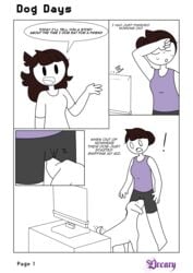 brown_hair canid canid_on_humanoid canine canine_on_human comic dog domestic_dog dreary female female_human feral hetero human jaiden jaiden_animations jaidenanimations male male/female male_canine skin_tight sniffing_pussy vagina wet_pussy workout_clothes youtube zoophilia