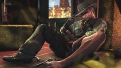 1boy 3d anal anal_fingering anal_masturbation animated balls bandolier clothed clothed_sex cowboy cowboy_hat erection facial_hair fingering fingering_self john_marston looking_pleasured male male_only masturbation no_sound pants_around_one_leg pants_down pants_open penis penis_out pistol red_dead_redemption red_dead_redemption_(series) retracted_foreskin self_fuck sfmanski solo spurs tagme testicles video