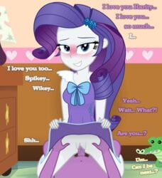 1boy 1girls animated anthro blush clothed_female_nude_male clothed_sex dress_lift english_text equestria_girls female happy_sex hasbro human_male looking_at_viewer my_little_pony no_panties randomtriples rarity_(eg) sex smooth_skin spike_(mlp) straight vaginal_penetration