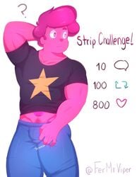 1boy bara chad_steven clothed clothing english_text fermrviper gay gem_(species) male male_only muscles muscular muscular_male pink_steven solo steven_quartz_universe steven_universe text white_background