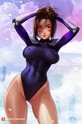 1girls 2019 alita alternate_version_available battle_angel_alita black_hair breasts brown_eyes cameltoe cowboy_shot curvaceous cyborg deviantart erect_nipples eyebrows eyelashes facepaint facial_mark facial_markings female female_only fully_clothed hair hi_res highleg large_breasts leotard light-skinned_female light_skin looking_at_viewer nipple_bulge nipples presenting prywinko robotic_arm short_hair smile solo thick_thighs tight_clothing wide_hips