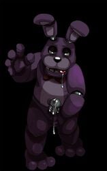 animatronic anthro black_nose bonnie_(fnaf) drooling erection five_nights_at_freddy's fur glitter_trap_boy hi_res lagomorph looking_at_viewer machine male male_only mammal metal_penis nude open_mouth penis precum purple_fur rabbit robot saliva scottgames solo teeth tongue tongue_out video_games