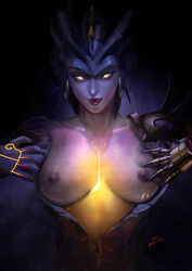 2017 2d absurdres alternate_costume areolae breasts color dragon_symmetra female female_only high_resolution highres looking_at_viewer nipples overwatch solo symmetra zumi