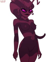 1girls alien alien_girl ben_10 ben_10_omniverse blonde_hair cartoon_network female humanoid lenopan lucy_mann naked nipples purple_eyes solo