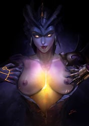 2017 2d absurdres alternate_costume areolae breasts color dragon_symmetra female female_only high_resolution highres looking_at_viewer nipples overwatch solo symmetra zumi