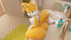 1boy 1femboy 1male 3d aidenz anthro ass ass_focus bedroom_eyes big_ass big_butt bubble_ass bubble_butt butt_focus femboy fox furry huge_ass huge_butt looking_at_viewer looking_back sega sitting sitting_on_counter solo solo_male sonic_(series) sonic_the_hedgehog_(series) tails tails_the_fox