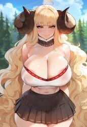 1girls ai_generated anila_(granblue_fantasy) artstyle_imitation blonde_hair breasts female female_only floox granblue_fantasy high_resolution horns huge_breasts large_breasts light-skinned_female light_skin long_hair naughty_face stable_diffusion thiccwithaq_(ai_style) thick_thighs wide_hips