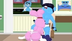 1boy 1boy2girls 2d 2girls 4k anais_watterson animated anthro anthro_on_anthro anus anus_peek ass black_eyes blowjob blowjob_face blue_fur blue_hair bouncing_breasts bouncing_butt breasts brother_and_sister bunny_girl cartoon_network cat_girl cleavage daughter dialogue feline fellatio female furry furry_only gumball_watterson hi_res highres incest large_butt male mother mother_and_son mp4 nicole_watterson nipples panties pink_fur pubic_hair rabbit sex sex_sounds shoestrang siblings sister socks son sound the_amazing_world_of_gumball tied_ears underwear video vr_headset white_panties