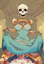 ai_generated animated_skeleton clothed_sex cowgirl_position cum female implied_penetration monster monster_girl pov skeleton undead