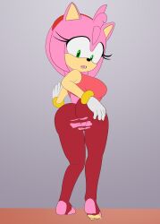 amy_rose big_ass big_breasts damaged_clothes exercise exposed_pussy furry huge_ass huge_breasts nap´sart sonic_(series) sonic_the_hedgehog_(series) sports_bra sportswear yoga_pants