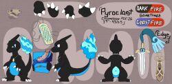 2024 absurd_res black_body black_scales blue_body blue_eyes blue_scales charmeleon claws draconic_genitalia edge_(pyroclast) erection fan_character fire flaming_tail generation_1_pokemon generation_6_pokemon genitals hi_res honedge jewelry male male_focus male_only model_sheet necklace necklace_only nintendo nude penis pokemon pokemon_(species) pyroclast_(lost_in_chaos) reference_image scales slit_(disambiguation) solo_male tail toe_claws wicked_whiskers zgf_art