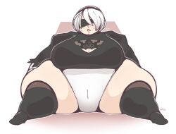 ... 1girls bbw belly big_belly big_breasts blindfold breasts fat female huge_thighs kappallnight nier nier:_automata thighs yorha_2b