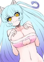 1girls blue_hair cat_ears cat_girl cute_fang large_breasts library_of_ruina lobotomy_corporation magical_girl project_moon queen_of_hatred ten_oekaki very_long_hair yellow_eyes