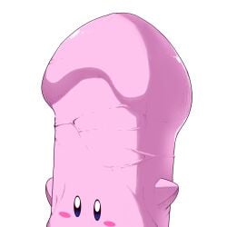 absurdres blush_stickers highres implied_fellatio kirby kirby_(series) kyapameru mouthful_mode phallic_symbol simple_background white_background