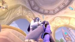 femdom human_furniture nightborne sitting_on_back sitting_on_person world_of_warcraft