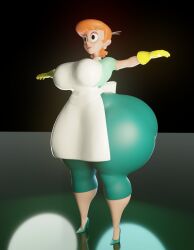 3d 3d_model apron big_breasts big_hipped big_hips breasts curvaceous dexter's_mom female gloves high_heels hips hips_wider_than_shoulders huge_breasts huge_hips large_breasts large_hips massive_thighs milf orange_hair red_hair renö short_hair solo tagme thick_thighs thighs tight_clothing tight_pants wide_hips