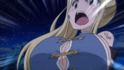 1girls animated big_breasts blonde_hair breast_expansion breasts fairy_tail female female_focus female_only huge_breasts large_breasts lucy_heartfilia mp4 official_animation screencap solo sound tagme video