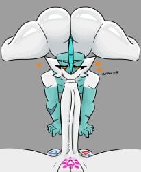 1boy 1girls angel_(shewiff) big_ass big_butt big_penis eva_(shewiff) female gallade huge_ass huge_cock kissing kissing_penis male oral pokemon pokemon_(species) pokemon_dppt scars scars_on_arm shewiff skin_markings thick_thighs togekiss wide_hips