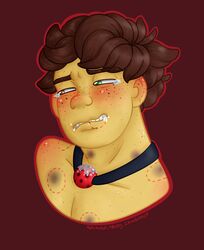 bite_mark bite_marks blush flustered gag hickey jay_(ninjago) lego male male_only ninjago shimo_shady_cranberry