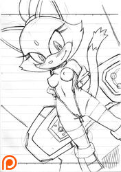 blaze_the_cat breasts female female_only monochrome nipples open_clothes sega solo sonic_(series) sonic_riders tojyo