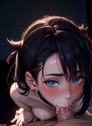 1boy 1girls 2d ai_generated artist_name athletic athletic_female black_hair blowjob blowjob_face blue_eyes blush breasts curvy curvy_figure dark_hair deep_blowjob deepthroat detailed eye_contact eyelashes eyeshadow fellatio female fit fit_female goth hair_ornament hair_ribbon high_quality human light-skinned_female light_skin lips lipstick looking_at_viewer looking_up male marnie_(pokemon) mascara medium_breasts nai_diffusion nero100 nintendo nipples oral oral_penetration oral_sex pale-skinned_female pale_skin petite pokemon pokemon_(game) pokemon_ss seductive seductive_eyes seductive_look short_hair small_breasts solo stable_diffusion tagme teenage teenage_girl thin thin_arms thin_female thin_waist twintails uncensored vacuum_fellatio young