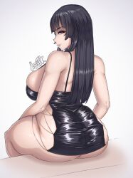 ass astlk black_dress dress female revealing_clothes sitting