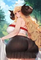 1girls ai_generated anila_(granblue_fantasy) artstyle_imitation ass blonde_hair breasts dat_ass female female_only floox granblue_fantasy high_resolution horns huge_ass huge_breasts large_breasts light-skinned_female light_skin long_hair naughty_face stable_diffusion thiccwithaq_(ai_style) thick_thighs wide_hips