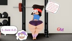 1boy 1boy1girl 1girls 3d ass big_ass big_butt black_eyes black_hair blender blush blush_lines butt cartoon_network enid fat_ass fat_butt female femboy fully_clothed georgemarina headband huge_ass huge_butt k.o._(ok_k.o.!_let's_be_heroes) looking_back male ok_k.o.!_let's_be_heroes purple_hair text text_bubble thick_ass thick_butt thick_thighs warner_brothers