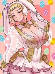 1girls alternate_costume armor blonde_hair breasts bunny_ears bunny_girl bunnysuit cosplay easter_egg egg female female_only fire_emblem fire_emblem_heroes gradient_hair henriette_(fire_emblem) highres large_breasts milf mnejing multicolored_hair nintendo pauldrons pink_hair see-through see-through_sleeves sharena_(fire_emblem) sharena_(fire_emblem)_(cosplay) shoulder_armor single_pauldron solo