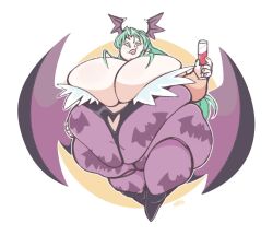 1girls bbw belly breasts darkstalkers fat female huge_belly huge_breasts kappallnight morrigan_aensland obese obese_female overweight succubus wine_glass