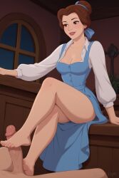 ai_generated angel_light angel_light_(artist) beauty_and_the_beast belle_(beauty_and_the_beast) brown_eyes brown_hair disney disney_princess foot_fetish footjob legs princess