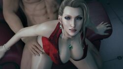 3d big_breasts blonde_female blonde_hair bluelight cfnm clothed_female_nude_male clothed_sex clothing female female_domination female_focus female_on_top femdom final_fantasy final_fantasy_vii final_fantasy_vii_remake makeup male mature mature_female mature_woman medium_breasts milf penetration penis scarlet_(ffvii) sex sex_from_behind tied_hair