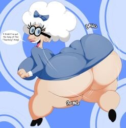 1girls ass_bigger_than_head ass_focus backboob big_breasts casual casual_nudity denizen1414 dolores-day_crocker dumptruck_ass english_text female female_only gilf granny huge_ass speech_bubble text the_fairly_oddparents twerking underass