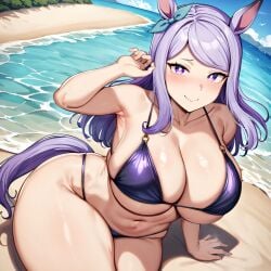 1girls ai_generated alternate_breast_size big_breasts bikini bostin breasts busty curvaceous curvy curvy_body curvy_female curvy_figure female huge_breasts large_breasts mejiro_mcqueen_(umamusume) nipples sweat sweating sweaty sweaty_body sweaty_breasts thick_thighs thighs umamusume umamusume_pretty_derby venus_body